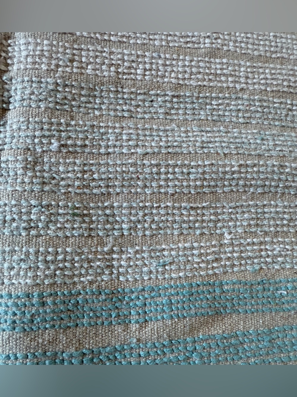 Sensational Bath Plush Two-Tone Aqua and Cream Bath Mat - Picture 5 of 9